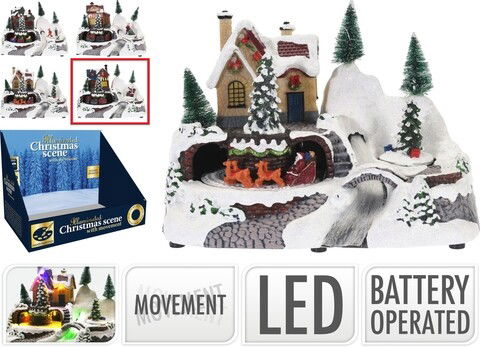 Decoratiune luminoasa Train and Santa, 24x15.7x17 cm, poliston, multicolor
