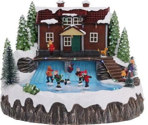 Decoratiune luminoasa Christmas Village House, 29x28x23 cm, poliston, multicolor