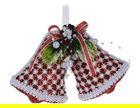 Decoratiune Bells w snowflake, 14.5x3.5x11 cm, poliester, rosu/alb