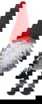 Decoratiune luminoasa Gnome w grey body, 26x18x51 cm, plus, gri/rosu
