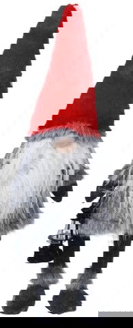 Decoratiune luminoasa Gnome w grey body, 26x18x51 cm, plus, gri/rosu