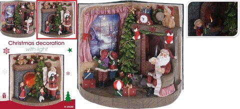 Decoratiune luminoasa Book w Santa standing , 30.5x19x24.5 cm, poliston, muliticolor