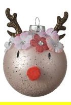 Glob Reindeer, Decoris, Ø8 cm, sticla, roz pudra