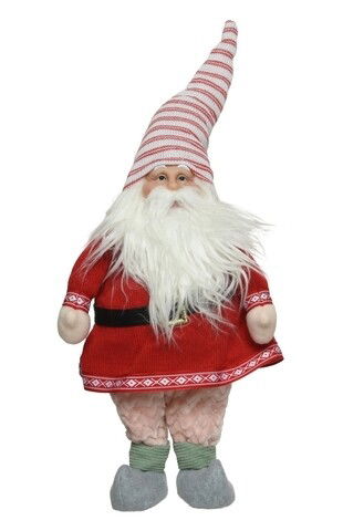 Decoratiune Gnome w dress red, Decoris, 25x14x60 cm, poliester, multicolor