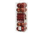 Cutie cu 30 globuri asortate Kerstrood Mix, Decoris, plastic, rosu/auriu