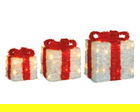Set 3 decoratiuni luminoase Gift, Lumineo, beteala, alb/rosu