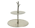 Platou pentru prajituri Branch, Decoris, 27.5x30x31 cm, aluminiu, argintiu