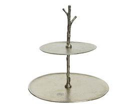 Platou pentru prajituri Branch, Decoris, 27.5x30x31 cm, aluminiu, argintiu