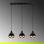 Lustra, Yildo - 7041, Opviq, 65 x 14 x 31-111 cm, 3 x E27, 40W, negru/cupru
