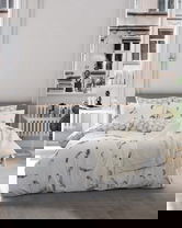Lenjerie de pat dubla King, 3 piese, 220x240 cm, 100% bumbac ranforce, Turkiz, Paradise, albastru inchis