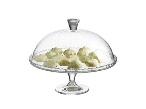 Platou cu picior si capac pentru tort Patisserie, Pasabahce, 32 cm, sticla