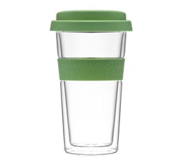 Sticla termica cu banda silicon Bizet, Ambition, 400 ml, verde