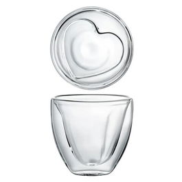Set 2 cani termorezistente Mia, Ambition, 250 ml, sticla termorezistenta, model inima