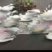 Set de cafea / ceai 17 piese Grace, Ambition, portelan, 200 ml, alb