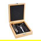 Accesori vin 4 piese in cutie din bambus Bolero, Ambition, natural