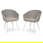 Set 2 fotolii dining, Dorado, L.62 l.65 H.78, aluminiu, alb/gri