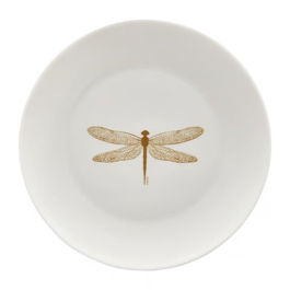 Farfurie desert Libelula Selene, Ambition, 19 cm, portelan, alb/auriu