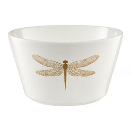 Bol Libelula Selene, Ambition, 14 cm, 680 ml, portelan, alb/auriu