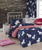 Lenjerie de pat pentru o persoana, Eponj Home, Magic Unicorn 143EPJ11910, 2 piese, amestec bumbac, multicolor