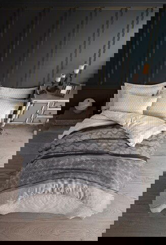 Lenjerie de pat pentru o persoana, Eponj Home, Creative 143EPF24411, 2 piese, amestec bumbac, gri