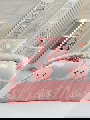 Lenjerie de pat pentru o persoana, Mijolnir, Rabitto 183MJR32444, 2 piese, bumbac ranforce, multicolor