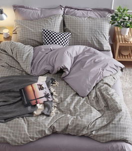 Lenjerie de pat dubla king size, Mijolnir, Monte 183MJR62606, 3 piese, bumbac ranforce, gri/alb