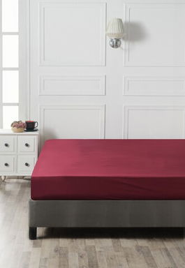 Cearceaf de pat dublu, Patik, 174PTK72010, bumbac, 180 x 200 + 25 cm, visiniu
