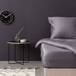 Cearceaf de pat dublu, Patik, 110BHR52034, 160 x 200 + 20 cm, bumbact satinat, gri inchis