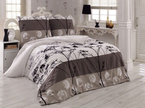 Lenjerie de pat dubla king size, Victoria, Blezza 121VCT52404, 3 piese, amestec bumbac, multicolor
