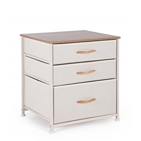 Comoda cu sertare textile, Bizzotto, 3 sertare, 48x40x53 cm, otel/MDF/poliester
