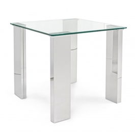 Masuta de cafea, Arley, Bizzotto, 55x55x51 cm, MDF cu invelis de otel/sticla temperata