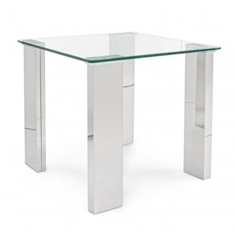 Masuta de cafea, Arley, Bizzotto, 55x55x51 cm, MDF cu invelis de otel/sticla temperata