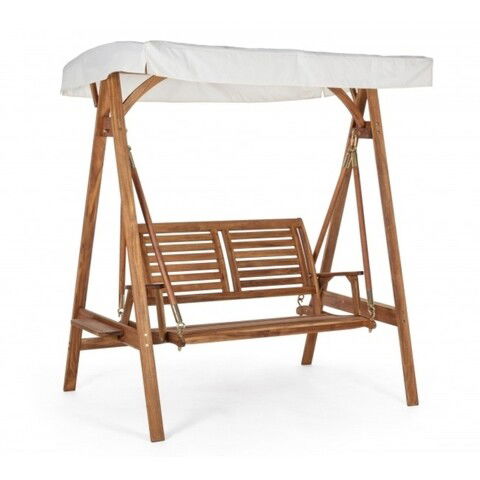 Balansoar cu umbrela, Noemi, Bizzotto, 2 locuri, 185 x 112 x 188 cm, lemn de salcam
