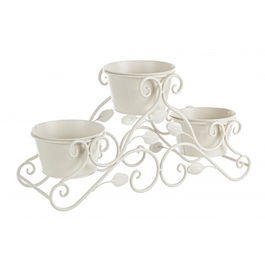 Ghiveci, Giselle Triple, Bizzotto, 60x20x30 cm, otel, crem