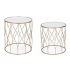 Set 2 masute de cafea, Elenor Round, Bizzotto, Ø43x46 cm, otel/sticla