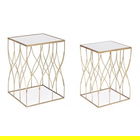Set 2 masute de cafea, Elenor Square, Bizzotto, 36x36x51 cm, otel/sticla