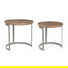Set 2 masute de cafea, Narvik Round, Bizzotto, Ø43x43 cm, otel/lemn de mango
