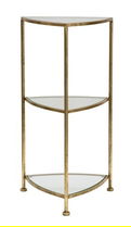 Masuta inalta, Triangle, Mauro Ferretti, 41.5x40x80.5 cm, fier/sticla, auriu