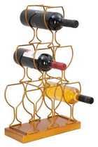 Suport pentru sticle de vin Mauro Ferretti, 31x12.7x53 cm, 6 sticle, fier, auriu