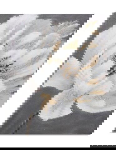 Tablou decorativ White Gold Flower, Mauro Ferretti, 80x100 cm, pictat manual, canvas/lemn de pin