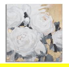 Tablou decorativ White Flowers - A, Mauro Ferretti, 90x90 cm, pictat manual, canvas/lemn de pin