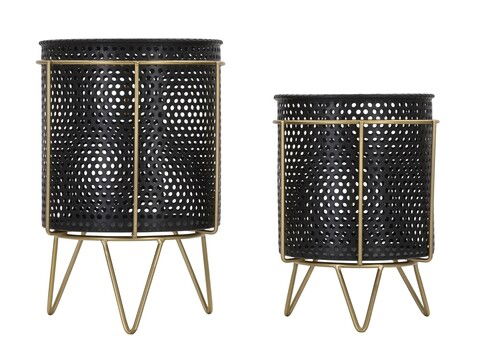 Set 2 ghivece Fashion, Mauro Ferretti, Ø 19,5x28-17x23 cm, fier
