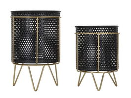 Set 2 ghivece Fashion, Mauro Ferretti, Ø 19,5x28-17x23 cm, fier