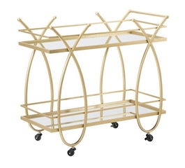 Carucior pentru servire Ribbon, Mauro Ferretti, 80x40x75 cm, fier, auriu