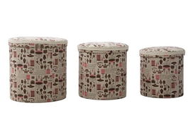 Set 3 cutii pentru depozitare Home, Mauro Ferretti, 44x44 - 38x38 - 34x34 cm, bumbac, multicolor