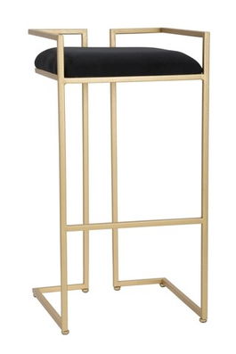 Scaun de bar Obix, Mauro Ferretti, 42x42x81 cm, catifea, negru/auriu