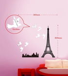 Sticker decorativ cu notite adezive Eiffel Post it , Mauro Ferretti, 80x80 cm, plastic