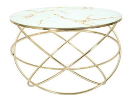 Masuta de cafea Globe, Mauro Ferretti, Ø48x75 cm, fier/sticla, auriu