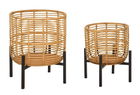 Set 2 suportui pentru ghivece Rattan, Mauro Ferretti, Ø 41x47 cm, ratan/fier, multicolor