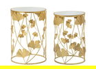 Set 2 masute Leavy, Mauro Ferretti, Ø 38x55 cm, fier/oglinda, auriu